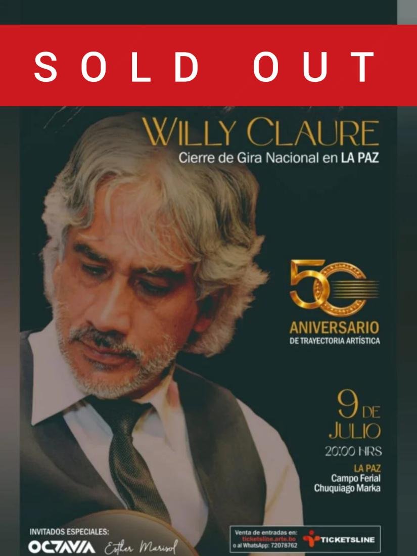 Willy Claure 50 Años de Trayectoria Artística