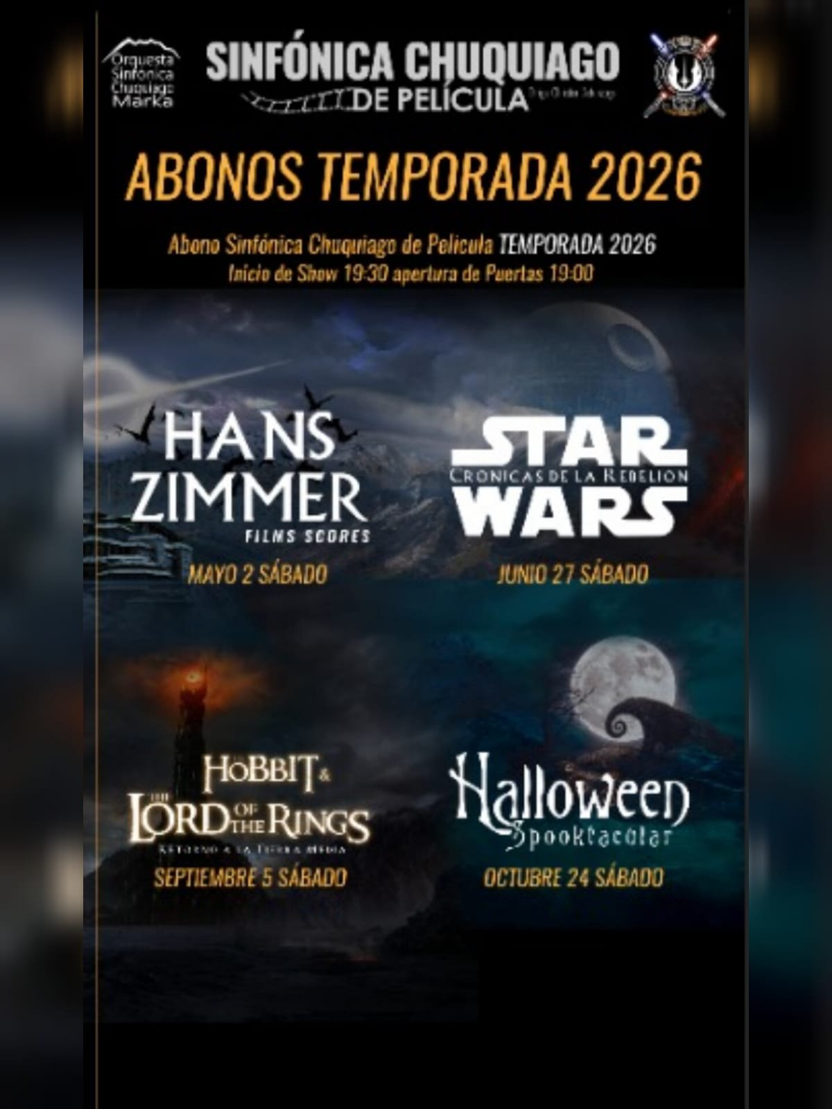 SINFONICA CHUQUIAGO DE PELICULA  ABONO TEMPORADA 2026.